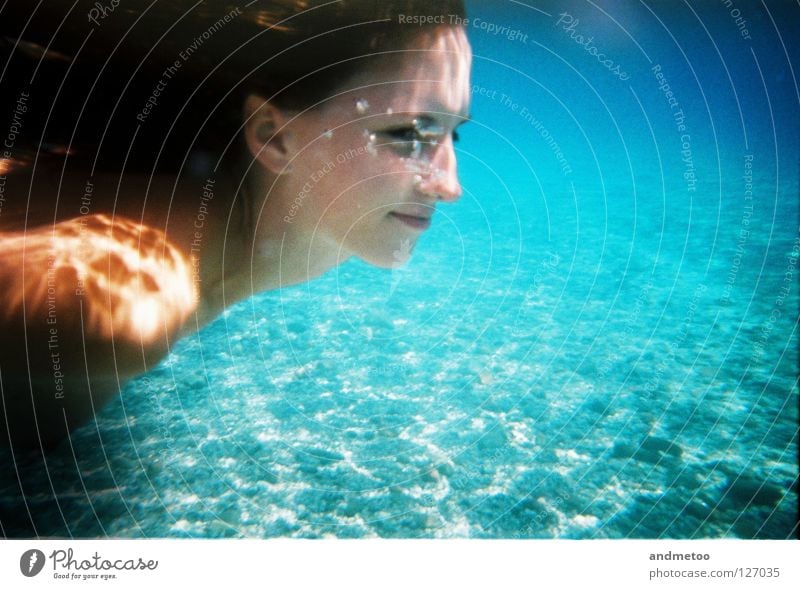 underwater splash Underwater photo Lake Cyan Blue Swimming pool Mermaid Nixie (Water Spirit) Turquoise Ocean Summer Silhouette Air bubble Reflection