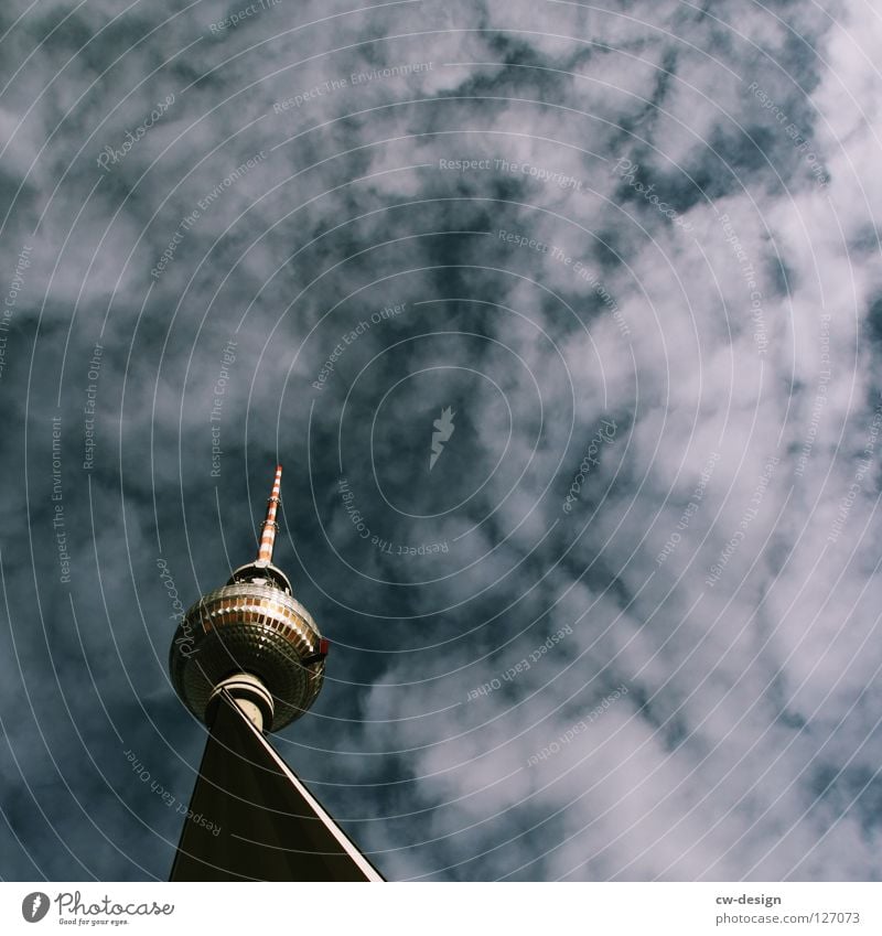 The top of the concrete tower Clouds Sightseeing Television City hall Art Interesting Landmark Symbols and metaphors Famousness Warped Alexanderplatz Monument