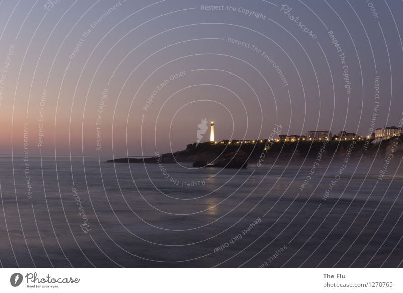 Shine, tower, shine! Vacation & Travel Tourism Beach Waves Landscape Water Cloudless sky Beautiful weather Coast Bay Ocean Atlantic Ocean Biarritz