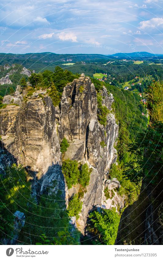 Elbe Sandstone Highlands Nature Landscape Earth Clouds Sun Summer Forest Hill Rock Mountain Hiking Adventure Elbsandsteingebirge Sächsische Schweiz Bastei