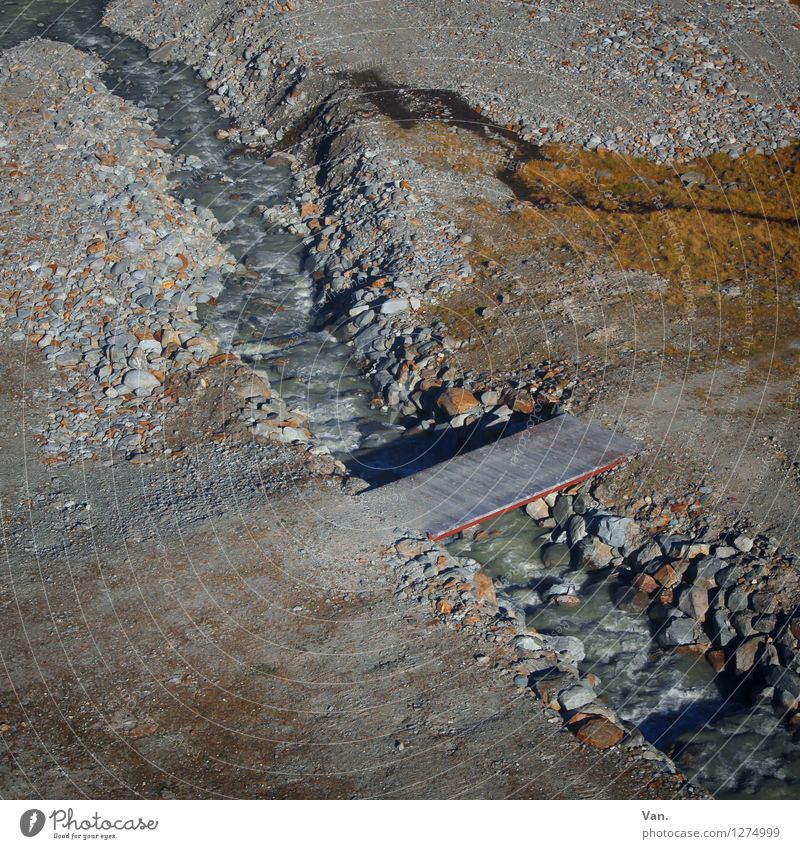 The bridge at the river Landscape Earth Water Autumn Rock Alps Brook Bridge Fresh Wet Brown Glacial melt Colour photo Subdued colour Exterior shot Deserted Day