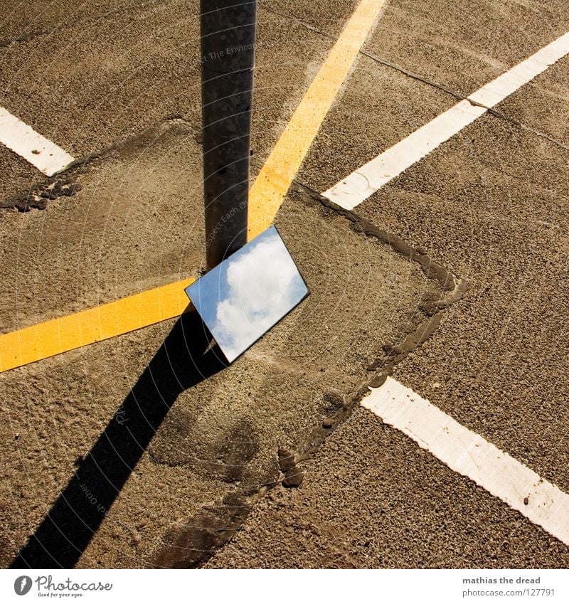 A LITTLE PEACE OF HEAVEN ON EARTH! Wall (building) Facade Cold Asphalt Dark Corner Grief Loneliness Gloomy Mirror Clouds Hope Beautiful Physics Reaction