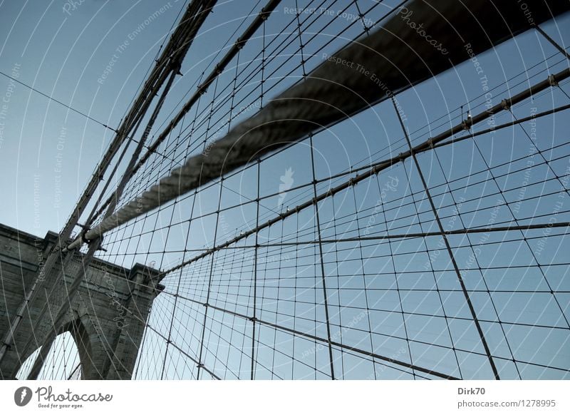 Playground for climbing artists I Tourism Sightseeing City trip Cloudless sky Summer Beautiful weather New York City Manhattan Brooklyn Town Downtown Bridge