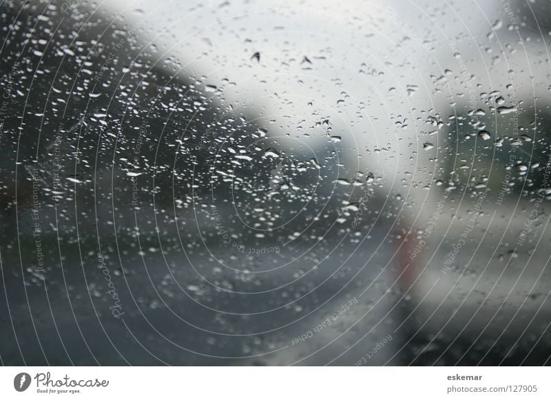 terrible weather Bad weather Windscreen Rain Pane Transport Traffic lane Driving Parking Storm Car Gray Town November Autumn Winter Mobility Rear light Gloomy