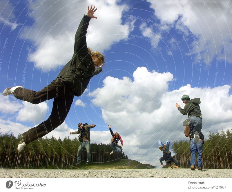 on the air Meadow Panorama (View) Clouds Ilmenau Spring Dazzle Idyll Youth (Young adults) Heavenly Beautiful Alert High spirits Action Air Frozen Grass Green