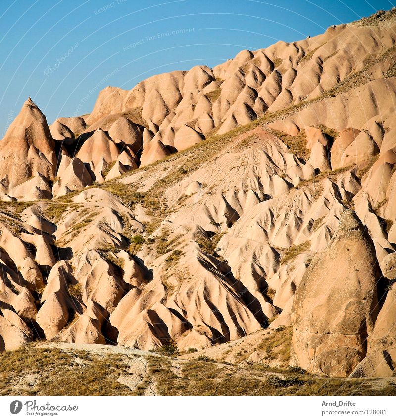 creamy cliffs Cappadocia Turkey Tufa Bizarre Hill Summer Beautiful Idyll Erosion Anatolia Asia Art Majestic Respect Pattern Geology Limestone Exterior shot