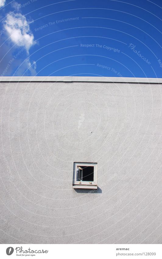 She came in through the bathroom window Clouds Gray Facade Wall (building) House (Residential Structure) Window Abstract Detail Sky Blue Toilet Open Empty