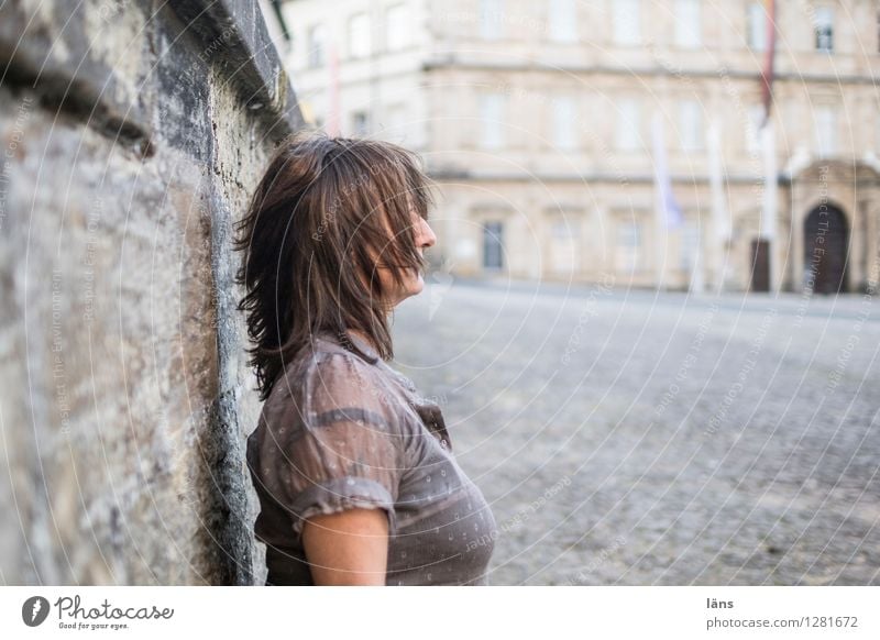 0815 AST | expectant City trip Human being Feminine Woman Adults Life Bamberg Town Old town Wall (barrier) Wall (building) Tourist Attraction