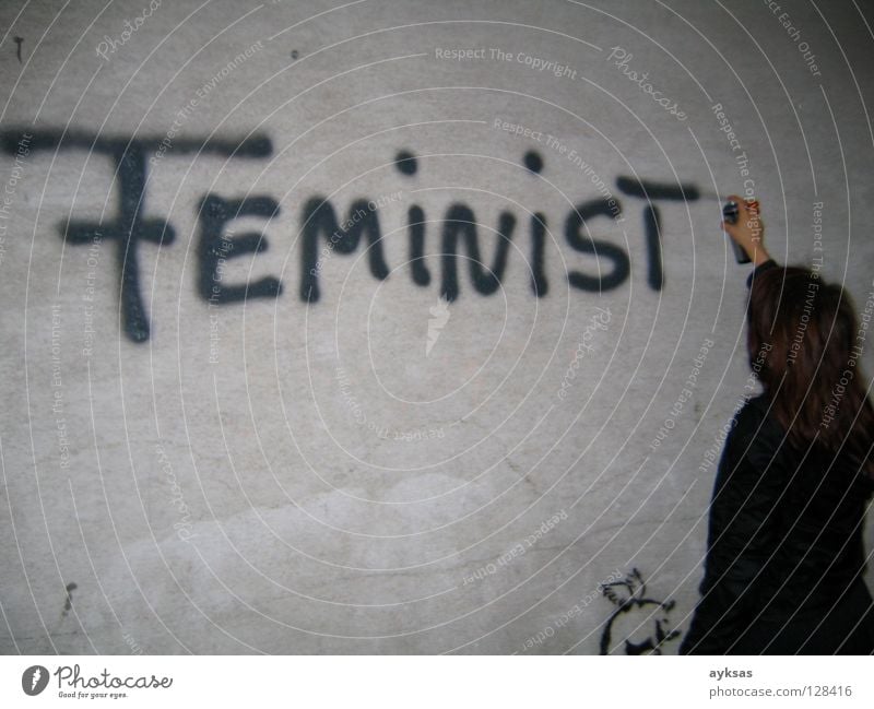 feminist Vienna Street art Exterior shot Wall (building) Gray Night Graffiti Mural painting Woman Art Culture Soho in Ottakring arts festival