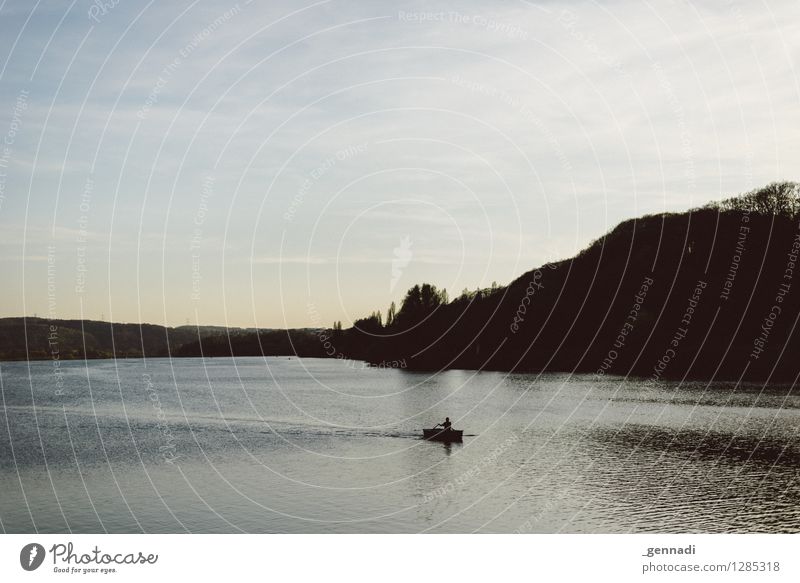 Kemnade Environment Landscape Water Beautiful weather Calm Rowing Rowboat Lake Bochum Relaxation Colour photo Exterior shot Copy Space left Copy Space top