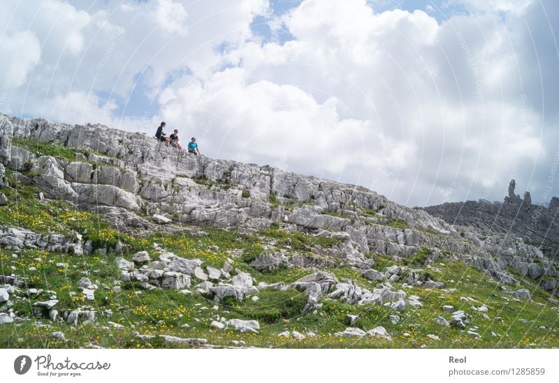 Airy picnic Vacation & Travel Tourism Trip Far-off places Summer vacation Hiking Human being 3 Environment Nature Landscape Elements Sky Clouds Meadow Rock Alps