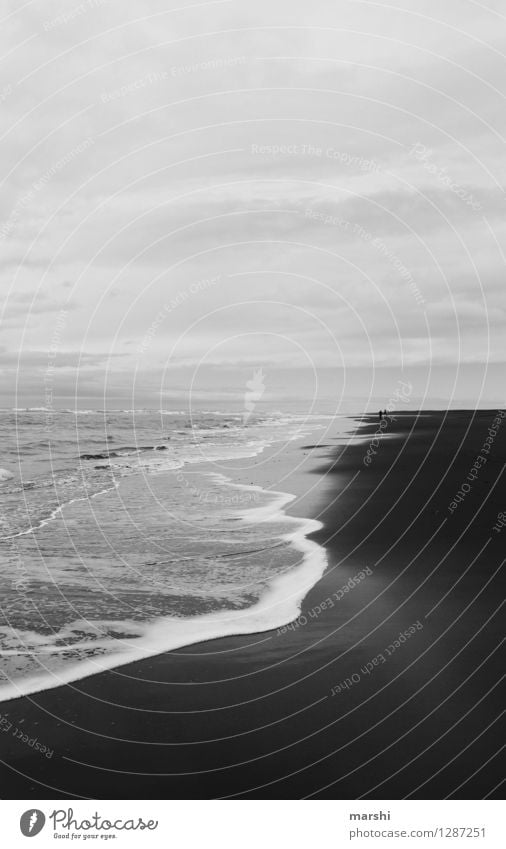 Black&White Human being 2 Nature Landscape Clouds Wind Waves Coast Beach Ocean Island Moody Iceland Far-off places Walk on the beach Travel photography