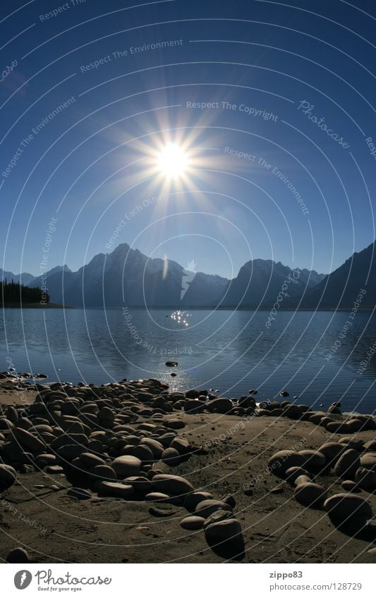 sunshine Autumn 2007 Sun over Bergen Lake and stones mogens Rocky´s USA