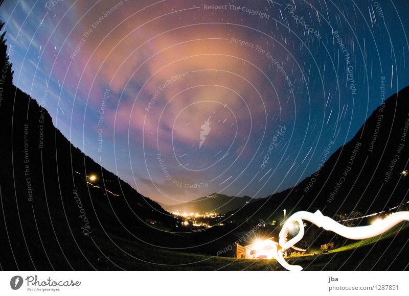 Reason b. Gstaad Calm Summer Landscape Elements Clouds Night sky Stars Beautiful weather Mountain Switzerland Illuminate Dark Contrast Fisheye light pollution