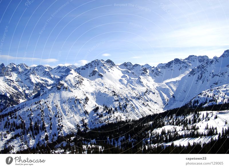 winter landscape Winter White Forest Peak Snow Mountain Landscape Sky Blue Sun Valley