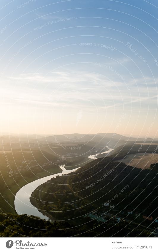 The clear daylight of the dawn Environment Nature Landscape Plant Sky Clouds Sunrise Sunset Sunlight Summer Beautiful weather Tree Field Forest Hill Mountain