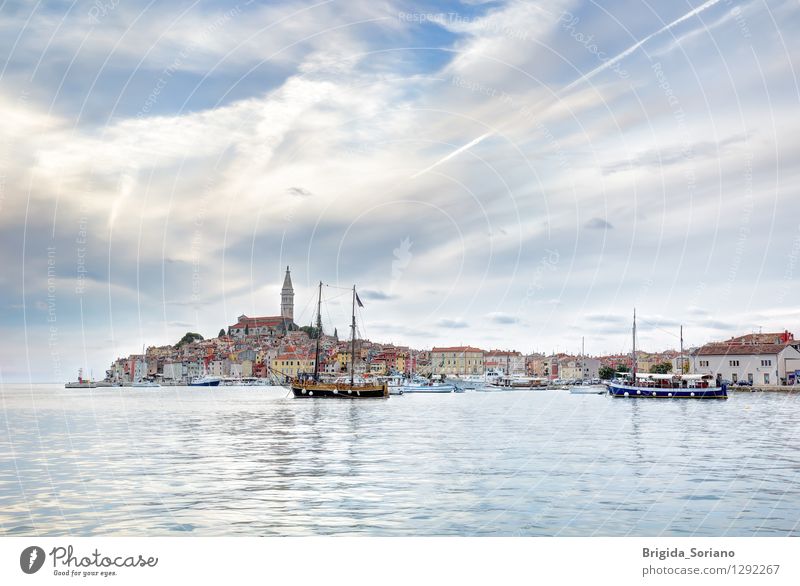 Rovinj or Rovigno in Croatia in the late afternoon Vacation & Travel Tourism Architecture Clouds Small Town Harbour Navigation Old Beautiful Blue Peaceful