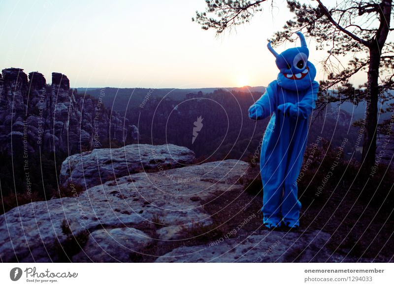 little dance Art Work of art Adventure Esthetic Monster Extraterrestrial being Monstrous Ogre Blue Disguised Costume Carnival costume Mask Dance Dance event Joy