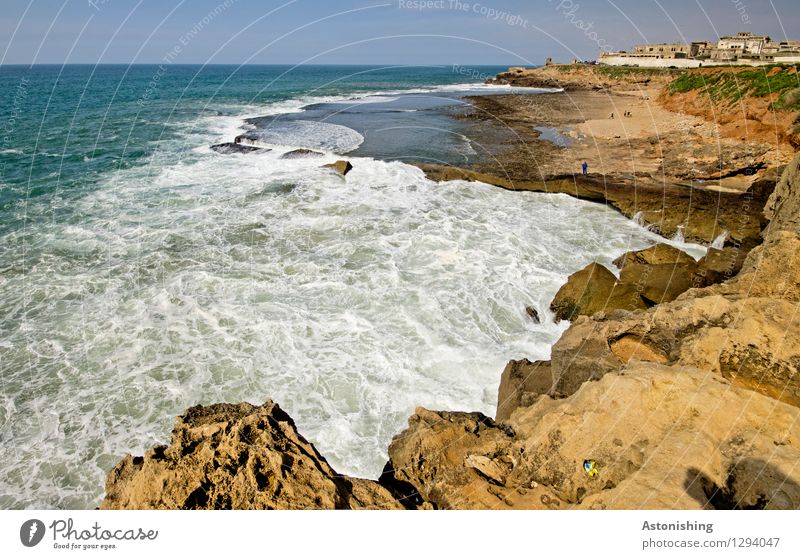 the Atlantic meets Morocco I Environment Nature Landscape Plant Sand Water Sky Horizon Summer Weather Beautiful weather Rock Waves Coast Ocean Atlantic Ocean