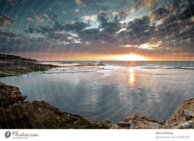 the last seconds of the day Environment Nature Landscape Elements Sand Water Sky Clouds Horizon Sun Sunrise Sunset Sunlight Summer Weather Beautiful weather