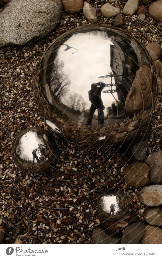 Two Worlds Reflection Earth Steel Chrome Iron Mirror Macro (Extreme close-up) Close-up Stone Minerals