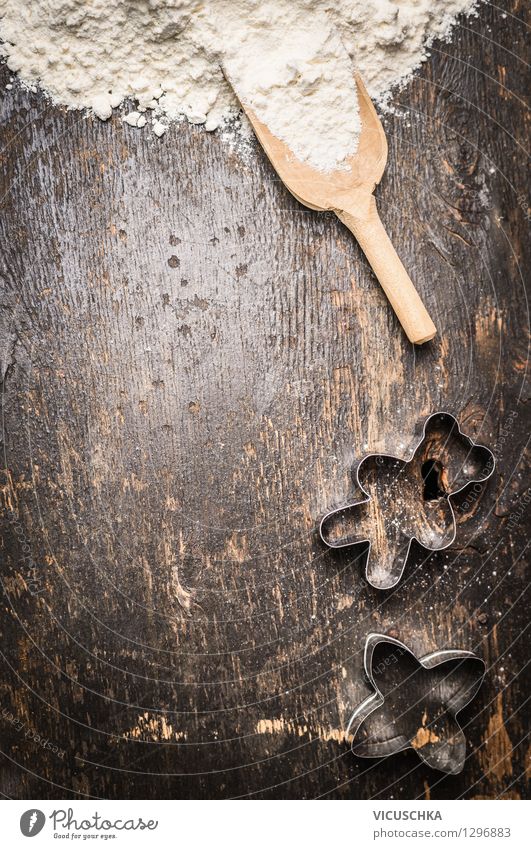 Shovel with flour and biscuit form Food Dough Baked goods Nutrition Organic produce Style Winter Table Feasts & Celebrations Design Background picture