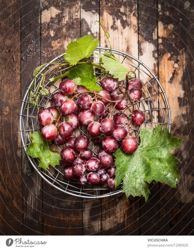 Rose grapes with green leaves Food Fruit Nutrition Organic produce Vegetarian diet Juice Style Design Healthy Eating Life Table Nature Vintage Bunch of grapes