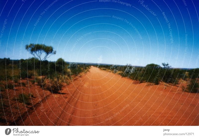 road into nothing Outback Australia Impassable Horizon Transport Street Sand Blue Desert Ski run Line Escape