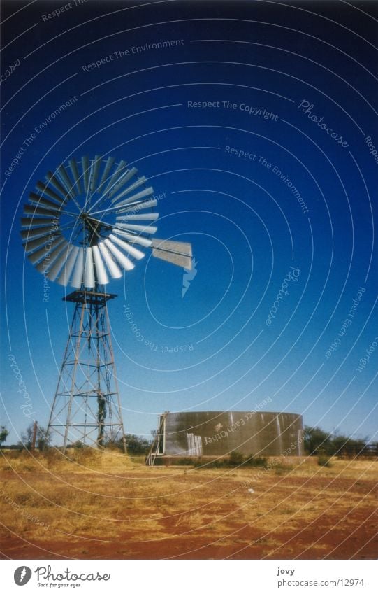 water pump Water pump Australia Outback Steel Vacation & Travel Wind energy plant reservoir Blue Tower Tank