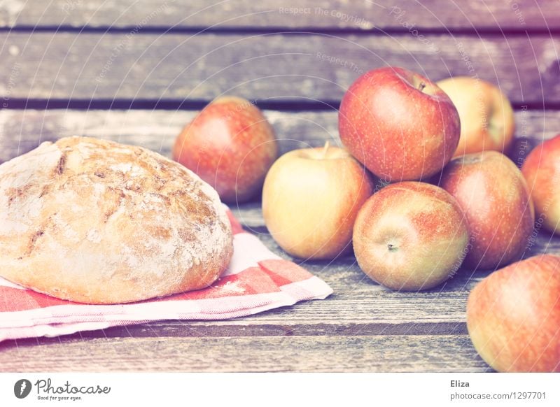 picnic Food Fruit Apple Dough Baked goods Picnic Organic produce Vegetarian diet Idyll Nature Autumn Autumnal Vintage Delicious Fresh Wood Bread Biological