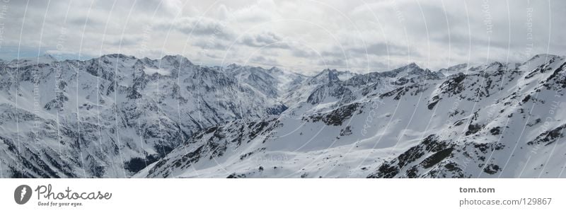 summit panorama Austria Sölden Ötz Valley Panorama (View) White Far-off places Glide Clouds Cold Glacier Peak Winter Vacation & Travel Air Pure Clean Fresh