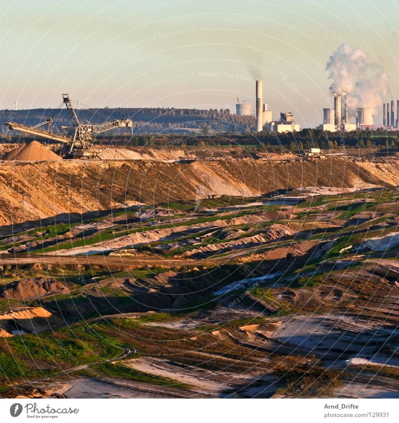 Garzweiler Lignite Dismantling Mining Excavator Factory Horizon Broken Annihilate Coal power station Brown Environmental pollution Destruction Fossil