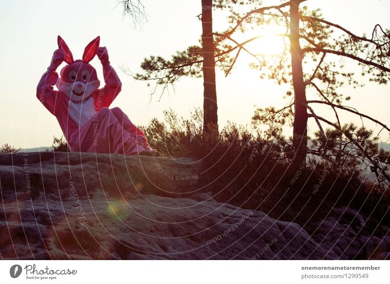 Listen up! Art Work of art Esthetic Hare & Rabbit & Bunny Hare ears Hare hunting Rabbit's foot Listening Ear Pink Costume Carnival costume Rock Surrealism