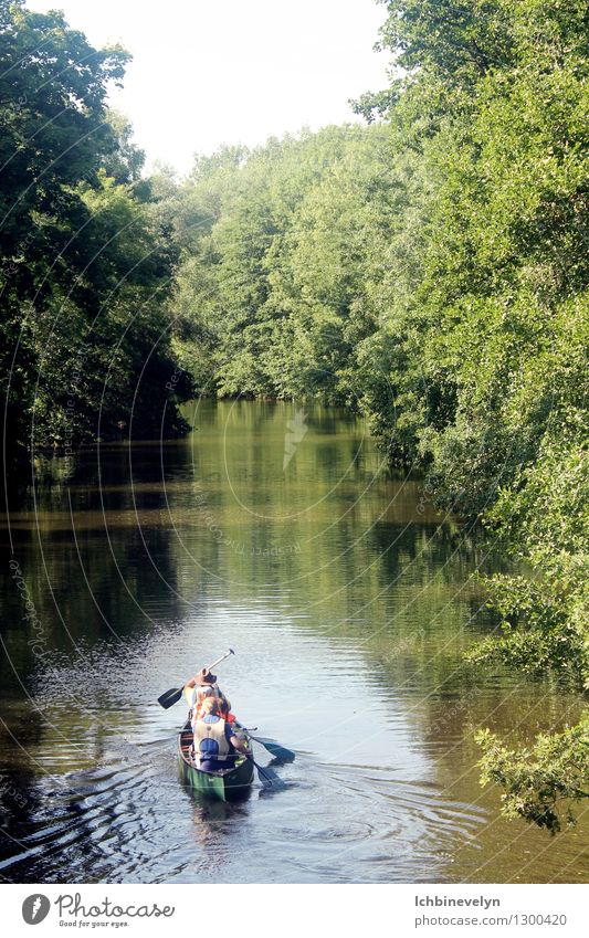 Come on, come on! Leisure and hobbies Trip Adventure Freedom Sports Aquatics Canoe Nature Water Summer Beautiful weather Tree River bank Movement Discover