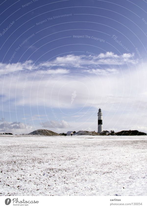 island winter Lighthouse Red White Coast Watercraft Navigation mark Sylt Wenningstedt Kampen Beach Air Sea water Seaman Ocean Signal Orientation