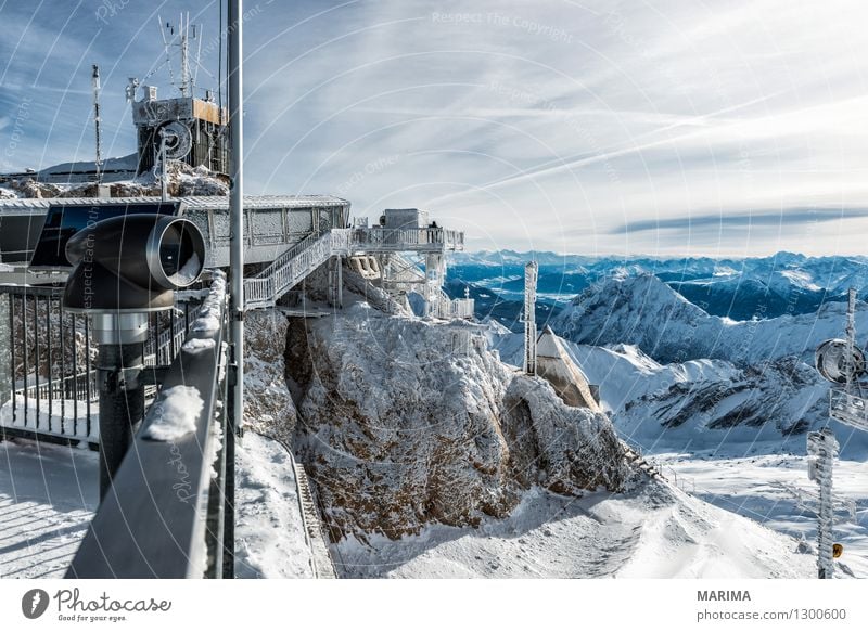 wonderfull winter day on the Zugspitze Vacation & Travel Tourism Freedom Sun Winter Mountain Nature Landscape Clouds Rock Alps Tourist Attraction Cable car