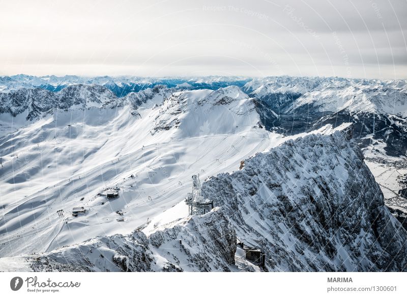 wonderfull winter day on the Zugspitze Vacation & Travel Tourism Freedom Sun Winter Mountain Nature Landscape Clouds Rock Alps Tourist Attraction Cable car