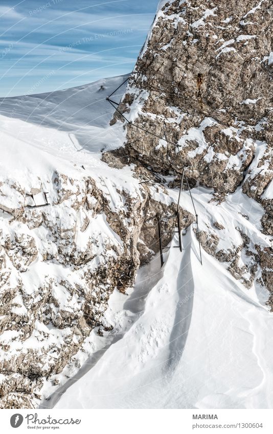 wonderfull winter day on the Zugspitze Vacation & Travel Tourism Freedom Sun Winter Mountain Nature Landscape Clouds Rock Alps Tourist Attraction Cable car