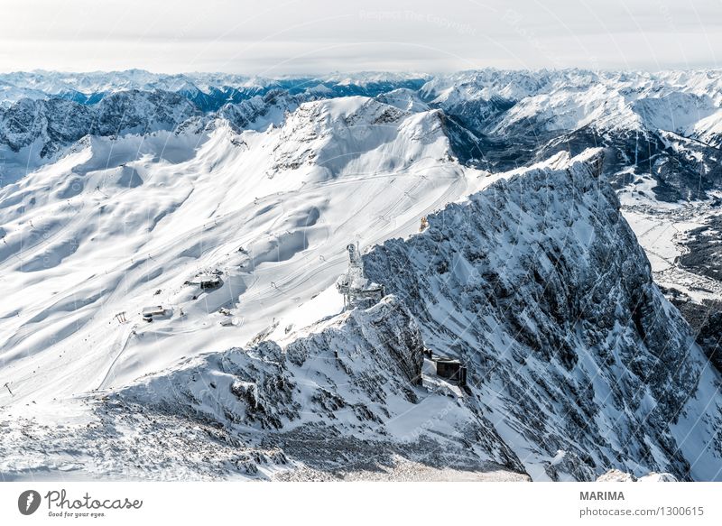 wonderfull winter day on the Zugspitze Vacation & Travel Tourism Freedom Sun Winter Mountain Nature Landscape Clouds Rock Alps Tourist Attraction Cable car