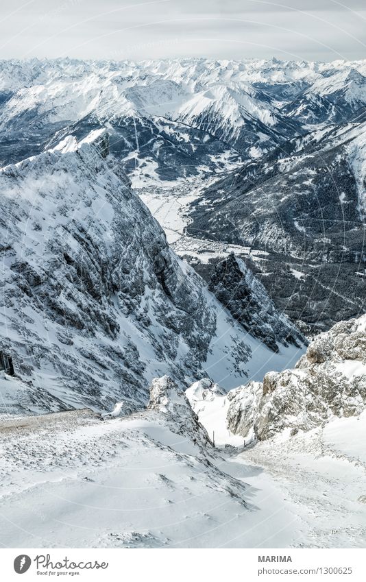 wonderfull winter day on the Zugspitze Vacation & Travel Tourism Freedom Sun Winter Mountain Nature Landscape Clouds Rock Alps Tourist Attraction Cable car