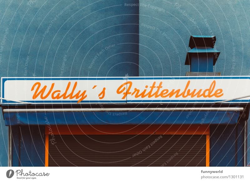 Wally's Frittenbude, yeah! Style Design Leisure and hobbies Symmetry Snack bar Break Lunch hour French fries Orange Blue Chimney Closed The fifties Snackbar