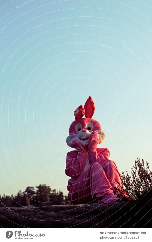 NA SOWAS! Art Work of art Esthetic Hare & Rabbit & Bunny Hare ears Hare hunting Roasted hare Buck teeth Pink Carnival costume Disguised Blue sky Horror Amazed