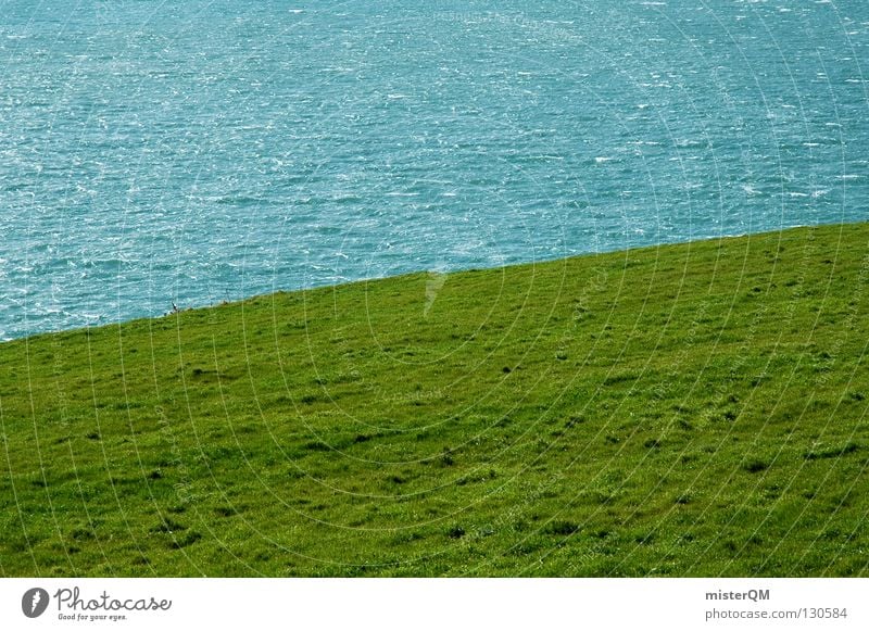 Irish Green. Meadow Juicy Ireland Ocean Waves Strange Dividing line Divide Minimal Minimalistic Simplistic Water Beach Coast Lawn Golf Haircut Partially visible