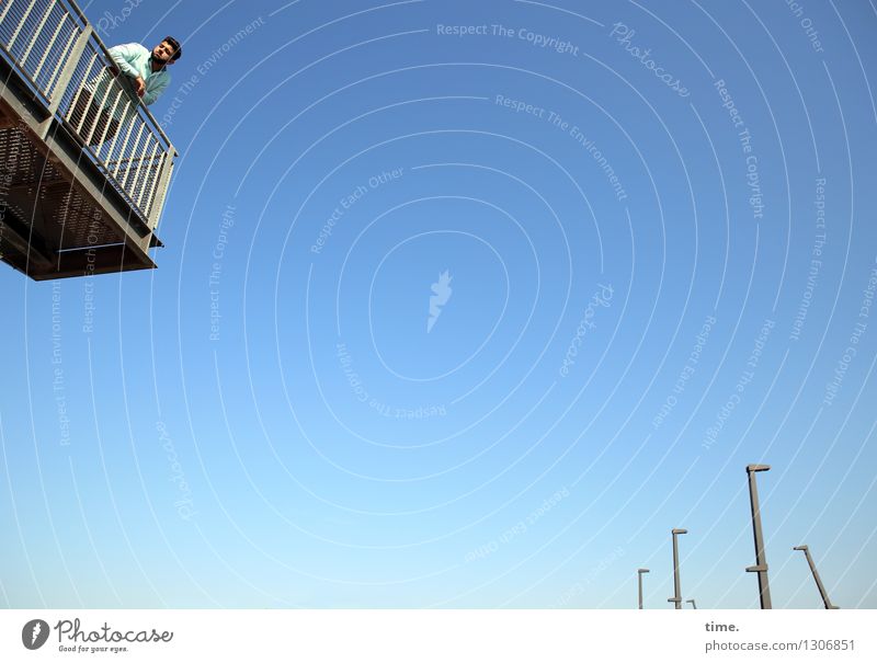 Clearly arranged Sky Beautiful weather Bridge Manmade structures Building Architecture Lookout tower Handrail Observe Looking Relaxation Experience Freedom