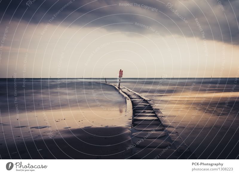 Evening jetty by the sea Sky Clouds Horizon Sunrise Sunset Spring Summer Autumn Weather Ocean Adriatic Sea Mediterranean sea Loneliness Footbridge