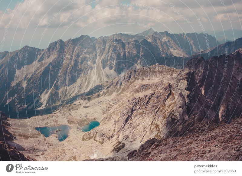 Mountain landscape in Tatras Nature Landscape Clouds Rock Adventure distant Height peak range Slope Wide Colour photo Exterior shot Deserted Day Wide angle