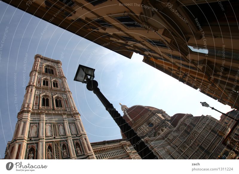 Florence with lamp Italy Tuscany Town Downtown Old town Deserted House (Residential Structure) Church Dome Palace Places Tower Manmade structures Architecture