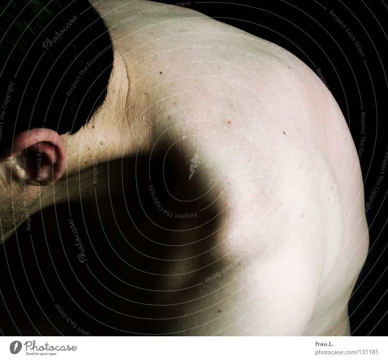 shoulder Man Nape Naked Light Warped Crooked Ribs Thin 50 plus Dark Human being Wrinkles Shoulder Ear Skin Stopper Stubble Shadow portrait Neck Back