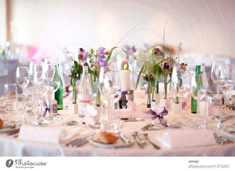 set Nutrition Banquet Crockery Glass Set meal Table decoration Bright Kitsch Feasts & Celebrations Colour photo Interior shot Deserted Copy Space top Day