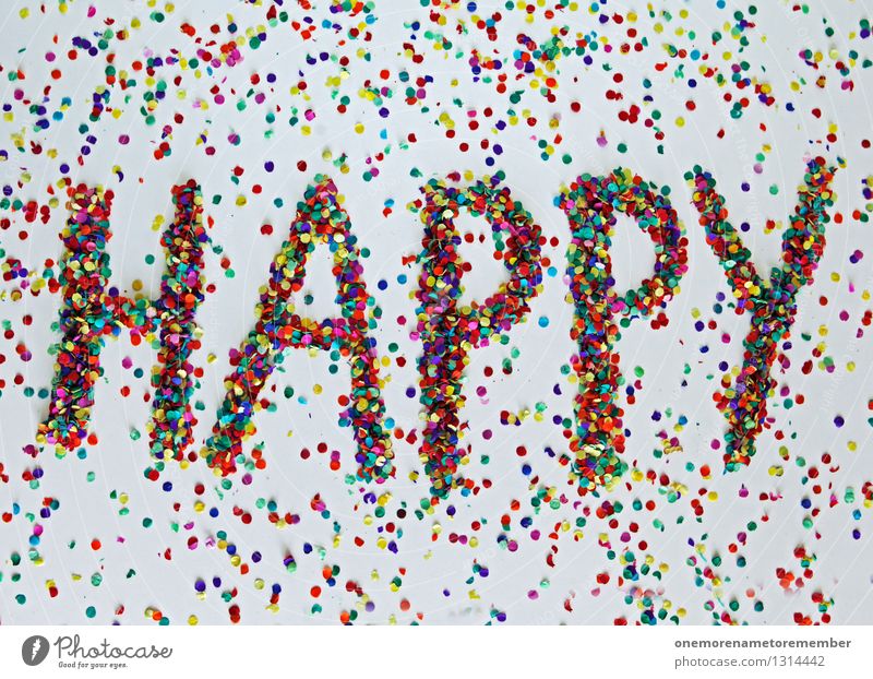 happy Art Esthetic Happy Birthday Joy Comical Party Mosaic Confetti Many Typography Home-made Colour photo Multicoloured Interior shot Experimental Abstract